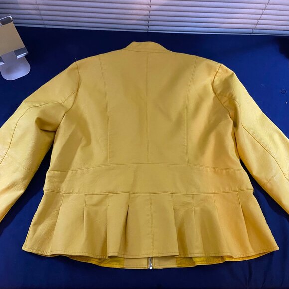 CLASSY MUSTARD YELLOW BACCINI JACKET PLEATED HEM XL - Picture 13 of 14